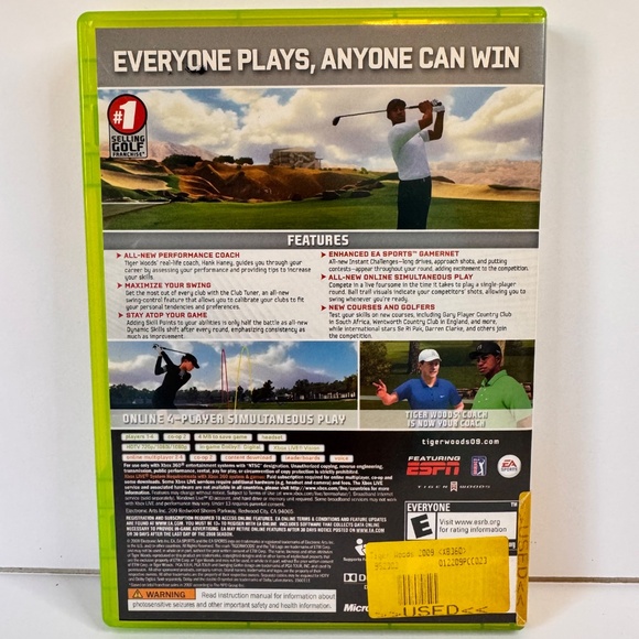 Tiger Woods PGA Tour 09 Microsoft Xbox 360 Rated E - Picture 2 of 6